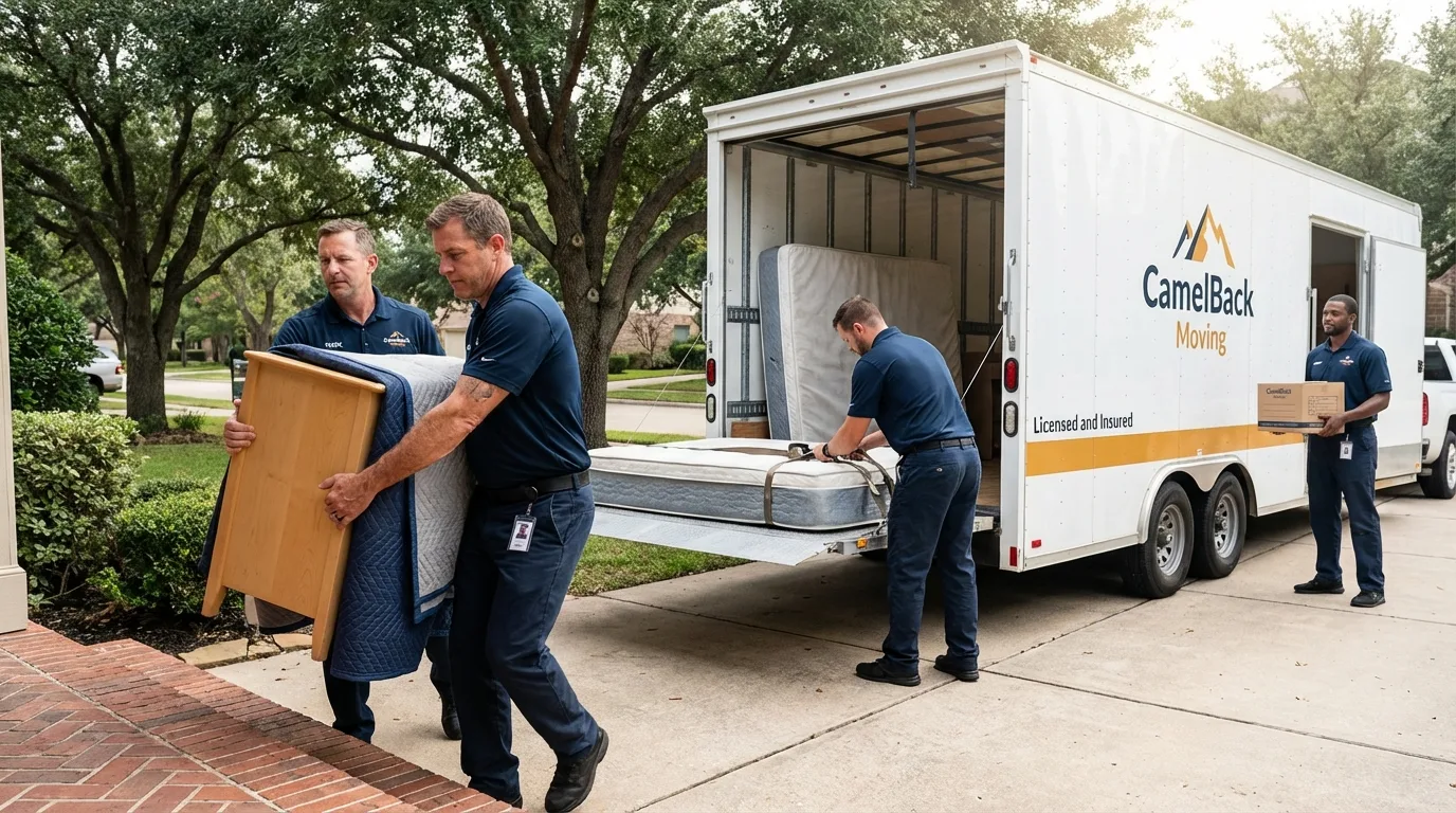 Crew loading residential truck for cross-state move from Franklin Square, NY